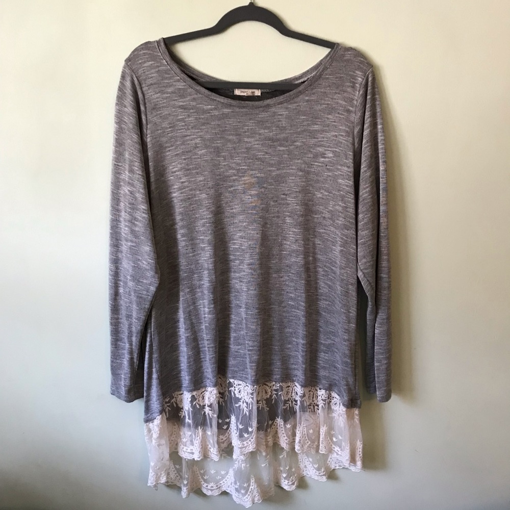 2 for $12 - Long-sleeved shirt w/ ruffle lace hem